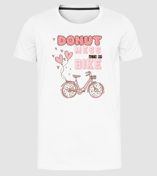 Donut mess with my bike model alb pe tricou