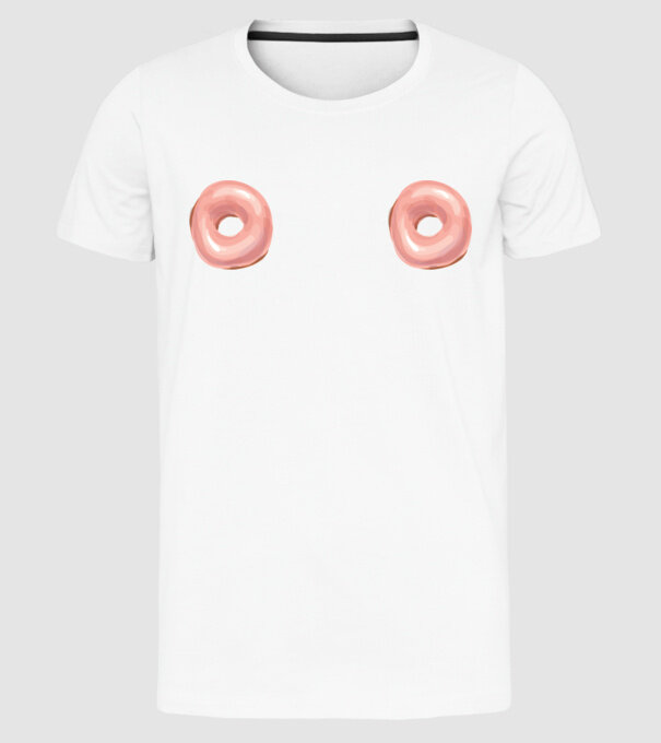 Donut titties model alb pe tricou