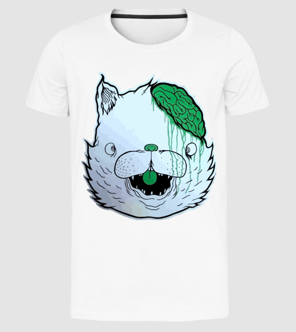 Dropdead! Cat model alb pe tricou