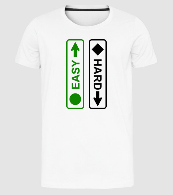 Easy - Hard model alb pe tricou