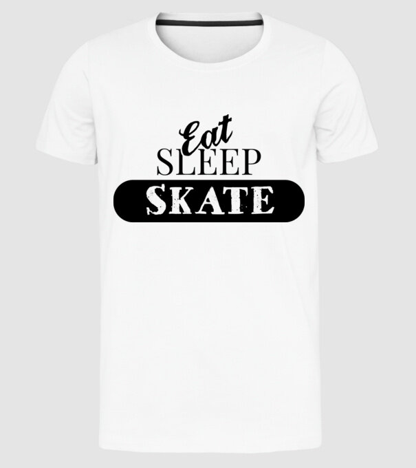 eat sleep skate model alb pe tricou