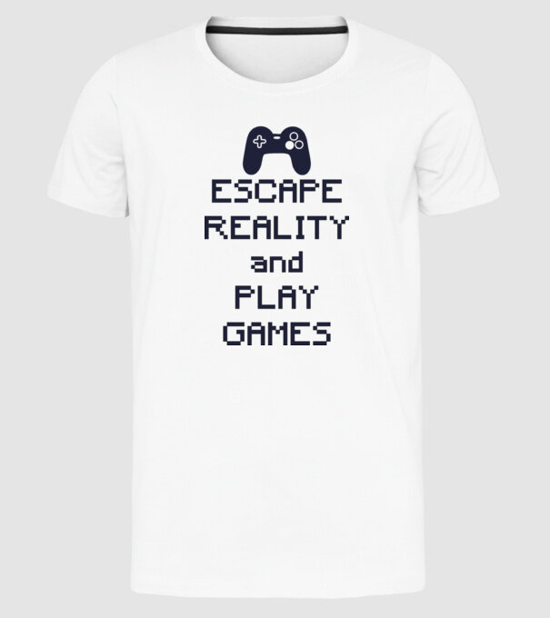 Escape reality model alb pe tricou
