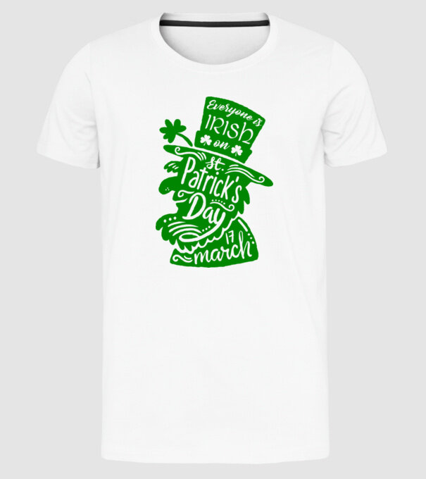 Everyone is irish leprechaun model alb pe tricou