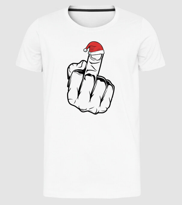 f u christmas model alb pe tricou