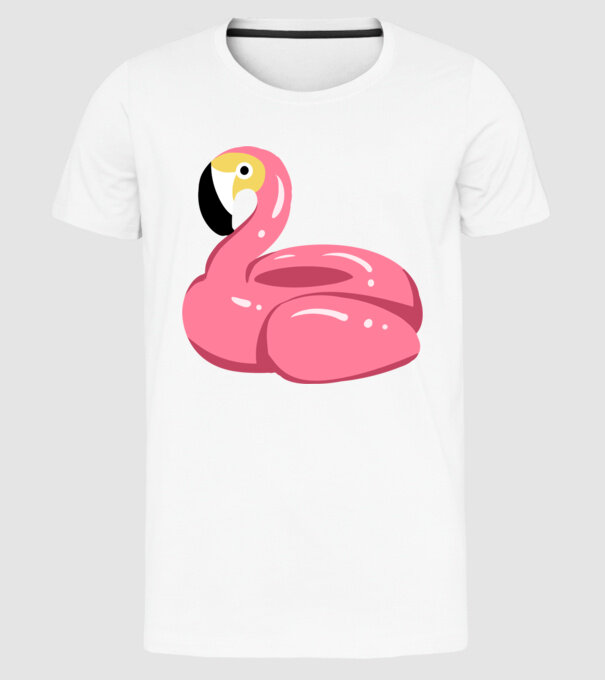 Flamingo colac de înot model alb pe tricou