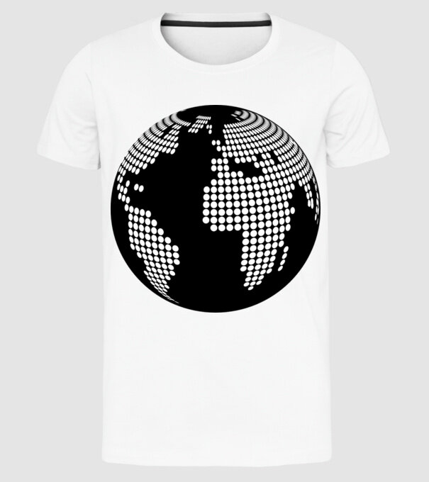 Glob pământesc model alb pe tricou