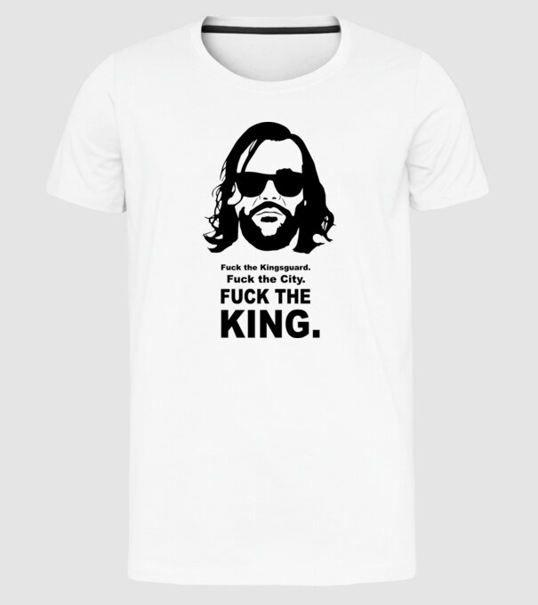 Fuck the king model alb pe tricou