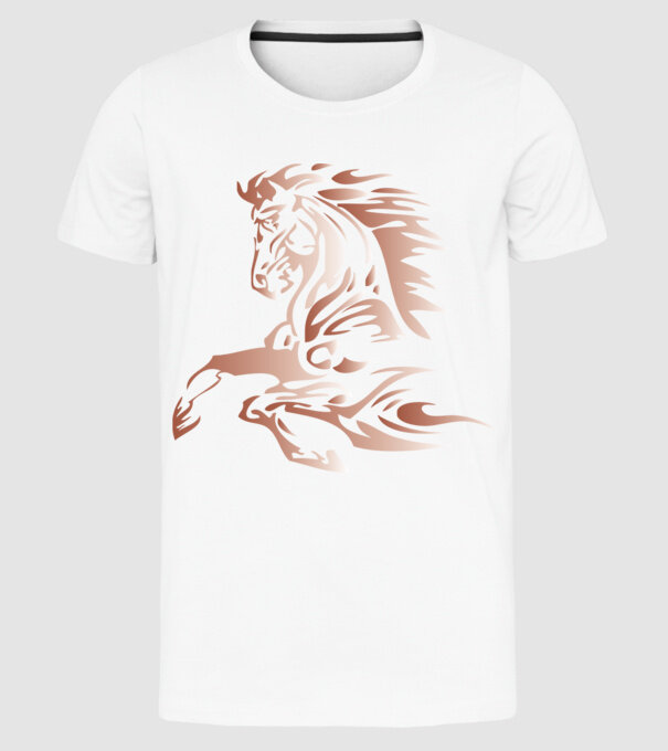 cal alergând model alb pe tricou