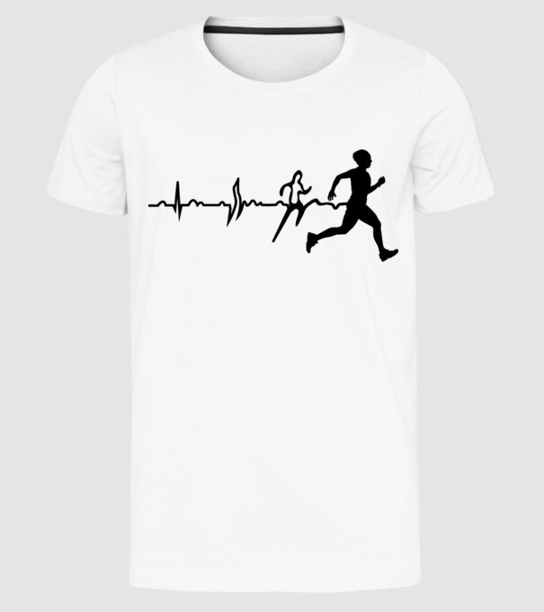 bărbat alergător ecg model alb pe tricou