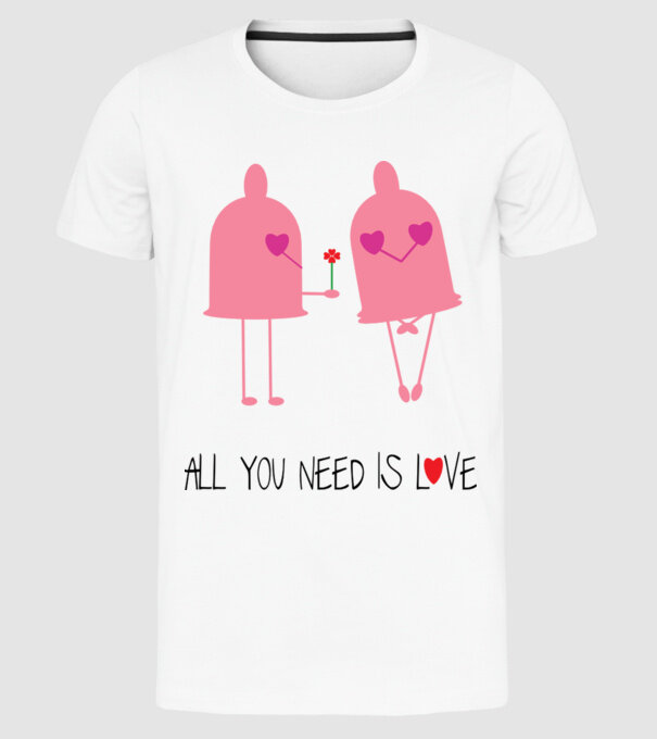 All you need is love model alb pe tricou