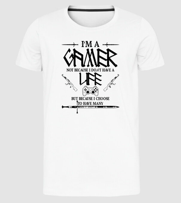 Gamer Life model alb pe tricou