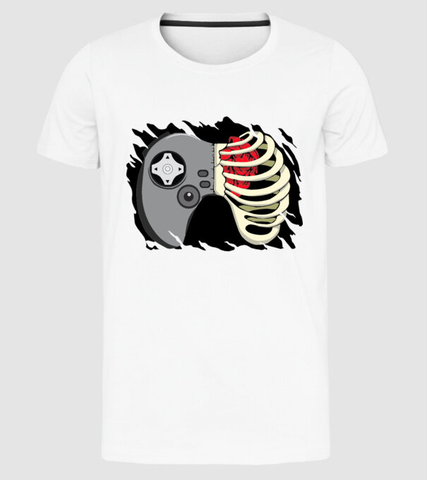 Inimă Gamer model alb pe tricou