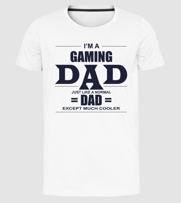 Gaming dad model alb pe tricou
