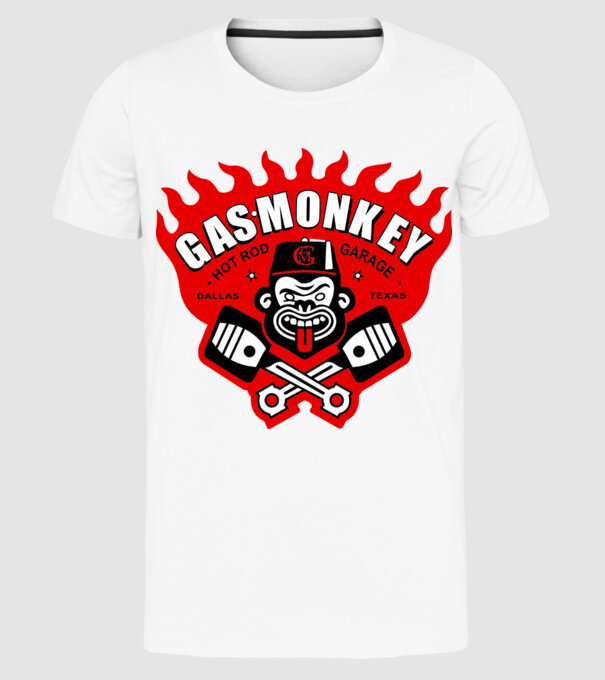 Gas Monkey model alb pe tricou