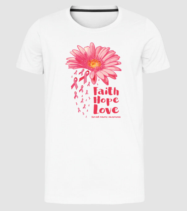 Gerbera faith hope love model alb pe tricou