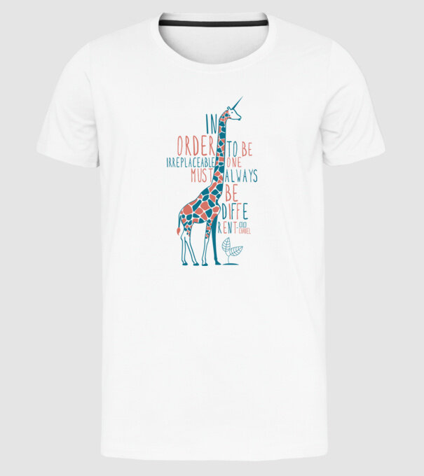 Giraffe model alb pe tricou