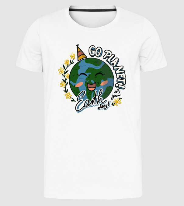 Go planet model alb pe tricou