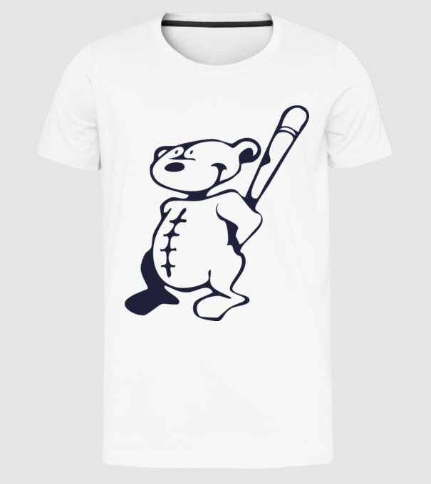 Ursuleț agresiv model alb pe tricou