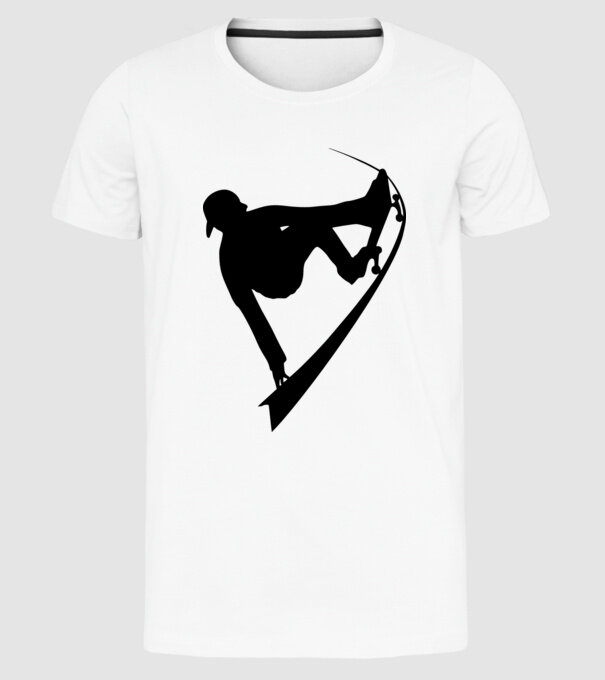 Skateboarder model alb pe tricou