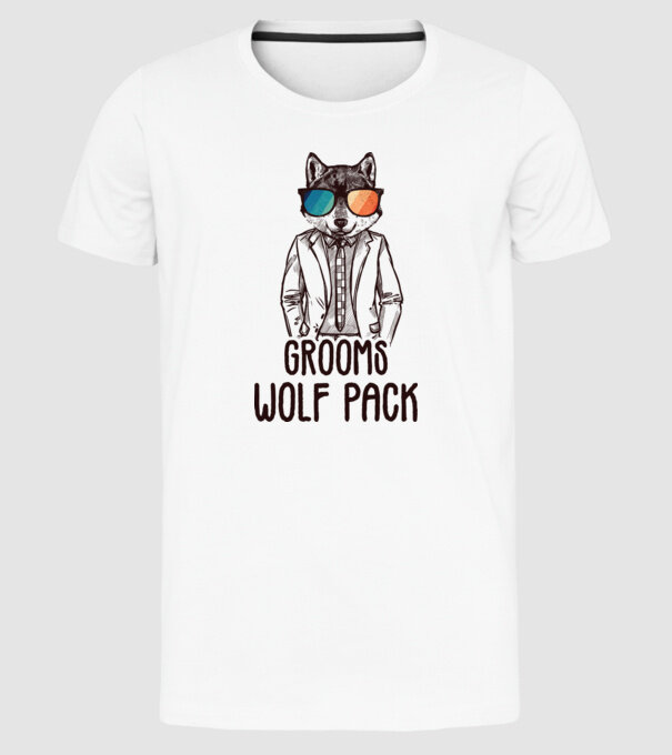 Grooms wolf pack model alb pe tricou