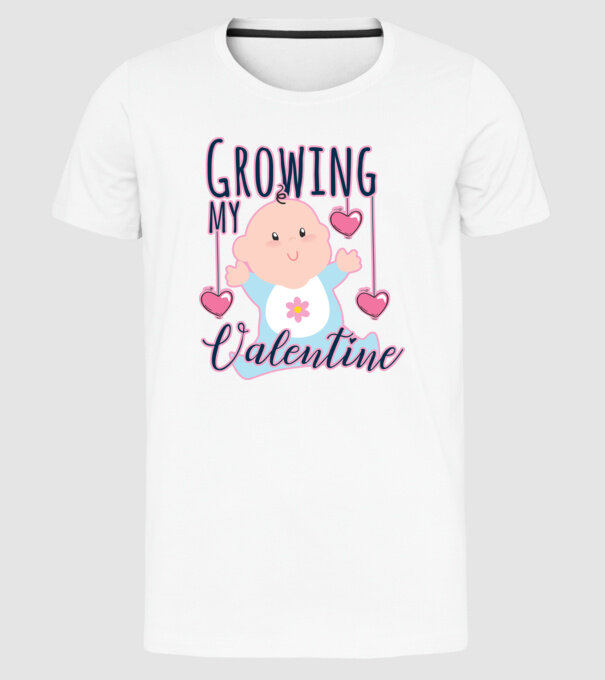 Growing my Valentine model alb pe tricou