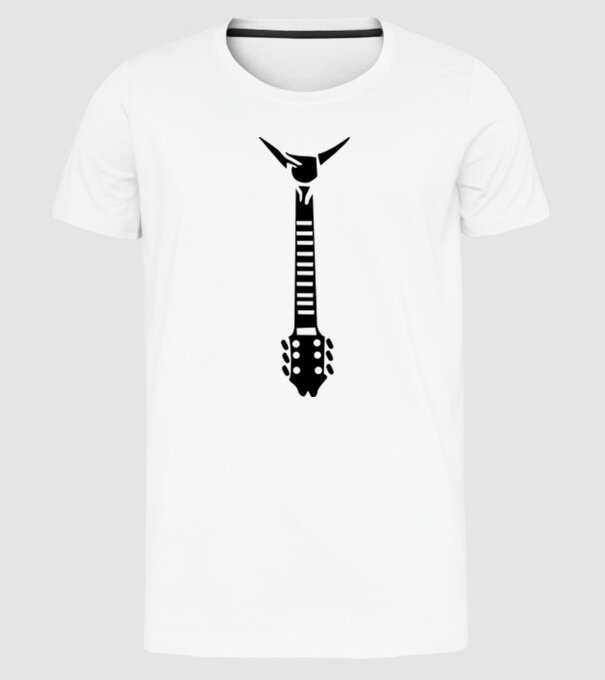 Guitar Tie model alb pe tricou