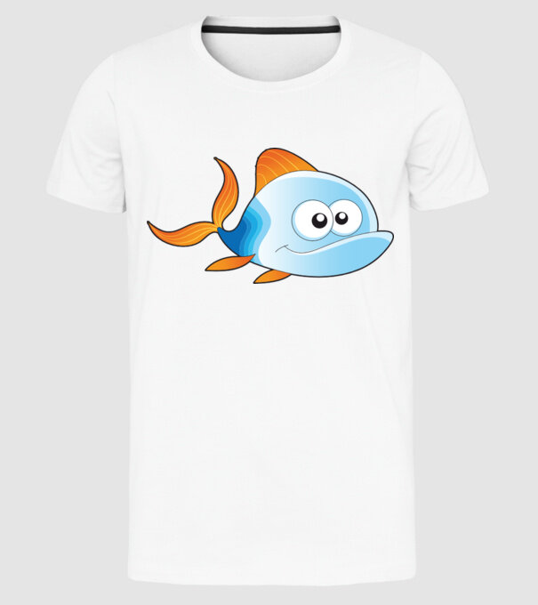 Fish model alb pe tricou