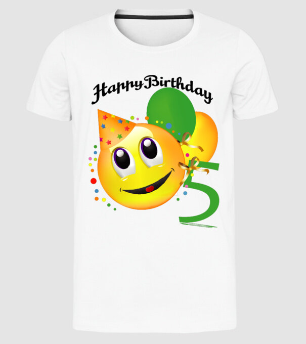 happy birthday 5th model alb pe tricou