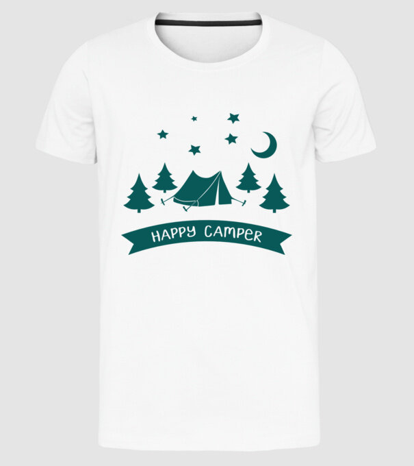 Happy camper tent model alb pe tricou