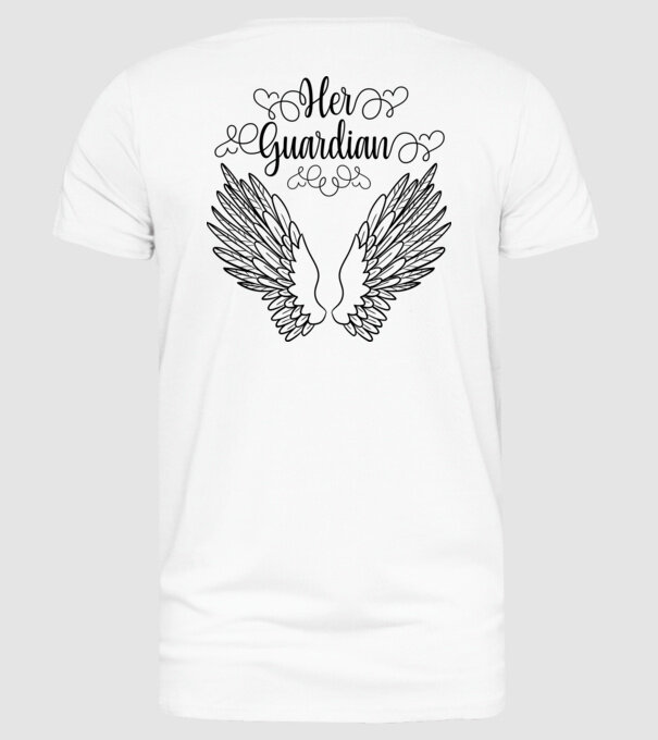 Her Guardian model alb pe tricou