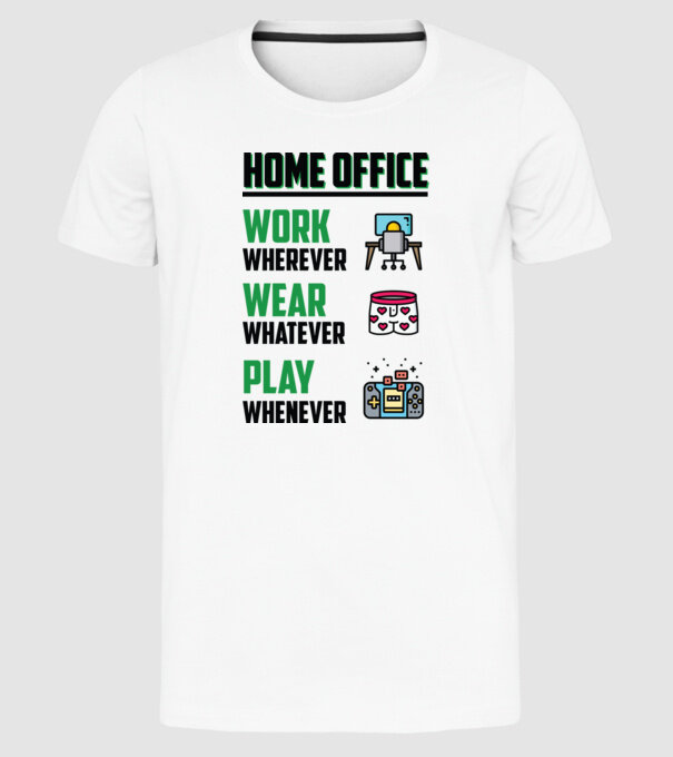 Home office model alb pe tricou