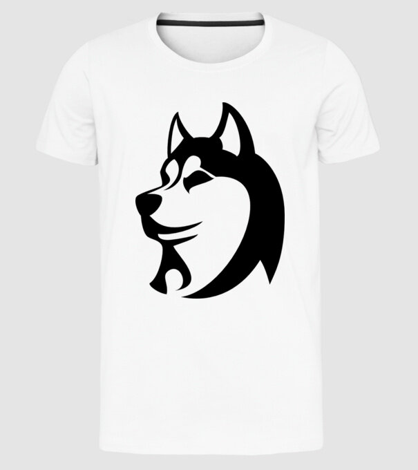 Husky model alb pe tricou