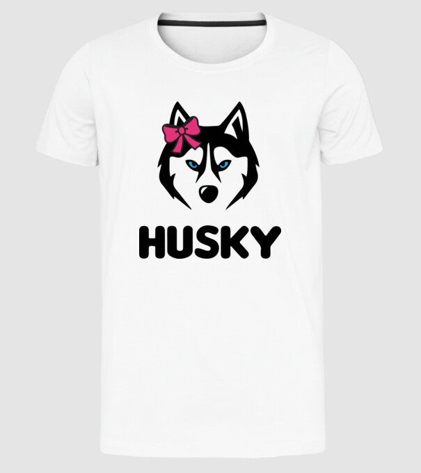 Husky fată model alb pe tricou