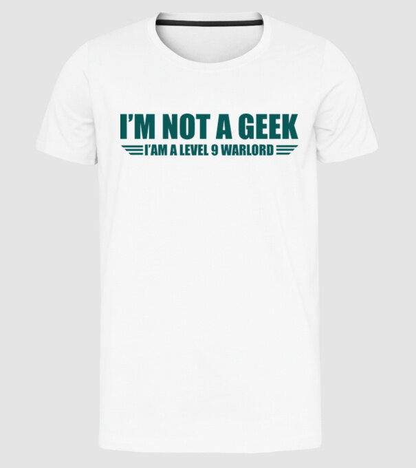 'I''m not a geek' model alb pe tricou