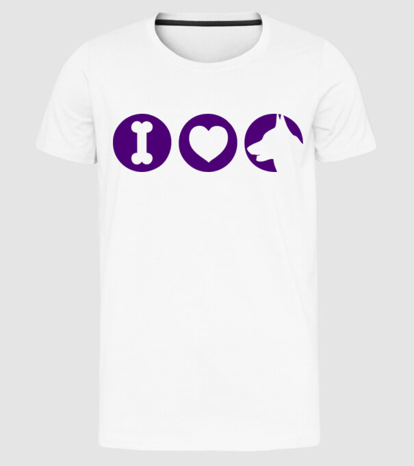 I Love model alb pe tricou