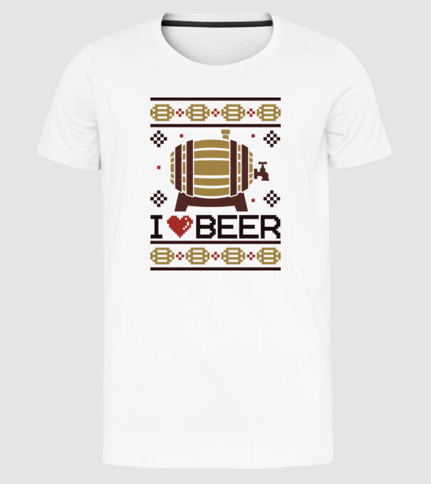 I love beer ugly sweater model alb pe tricou