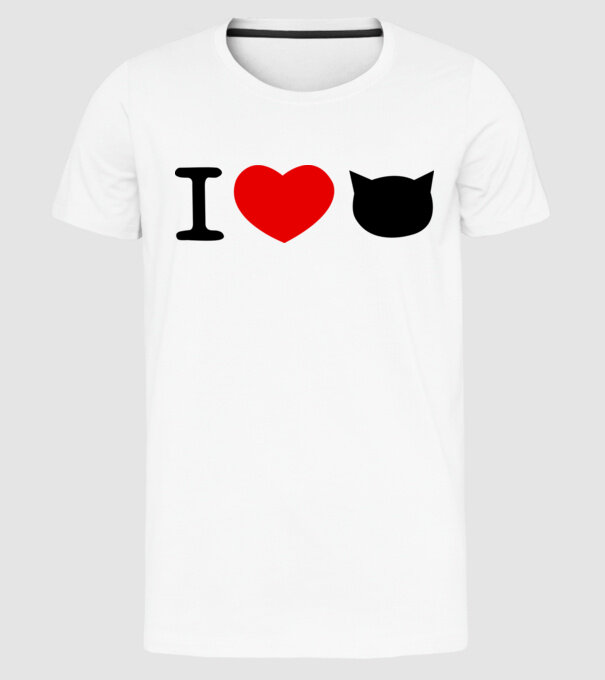 I love Pisică model alb pe tricou