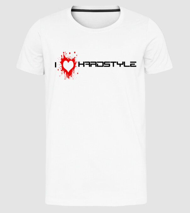 i love hardstyle model alb pe tricou