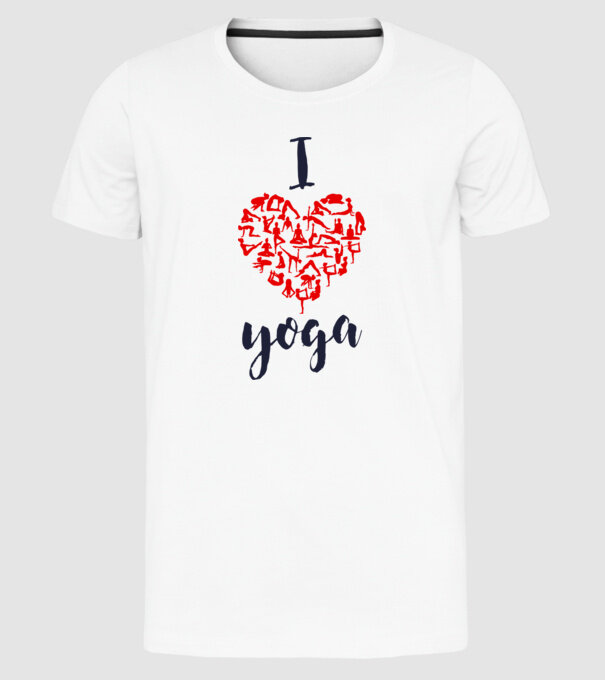 I love yoga model alb pe tricou