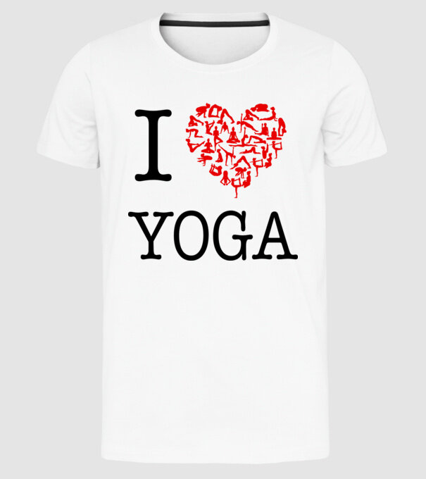 I LOVE YOGA model alb pe tricou