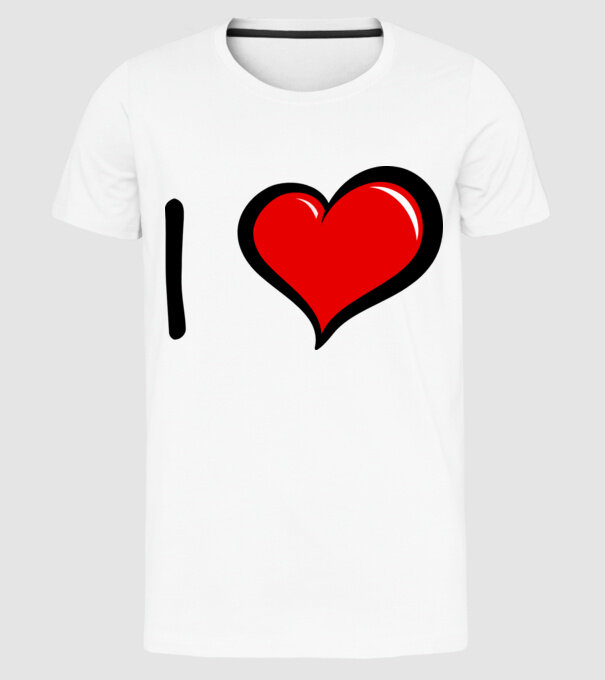 ilove model alb pe tricou