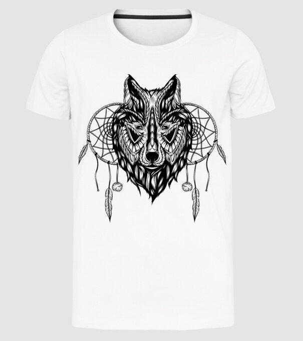 lup indian model alb pe tricou