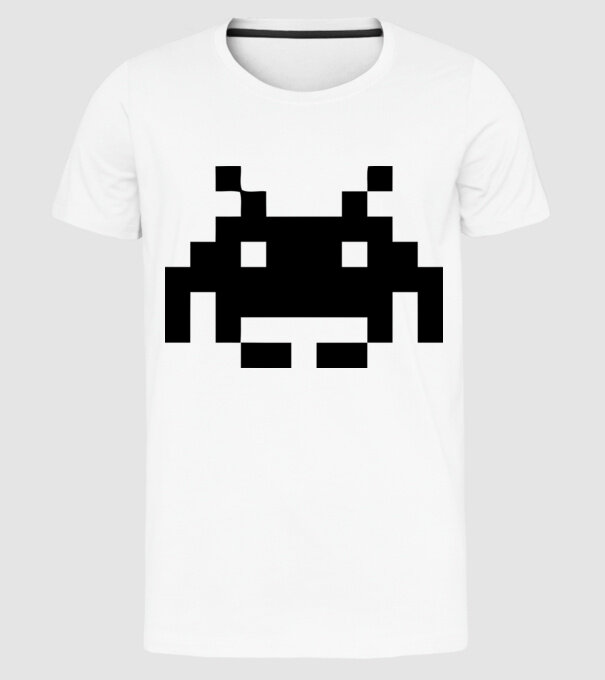 Invaders retro model alb pe tricou