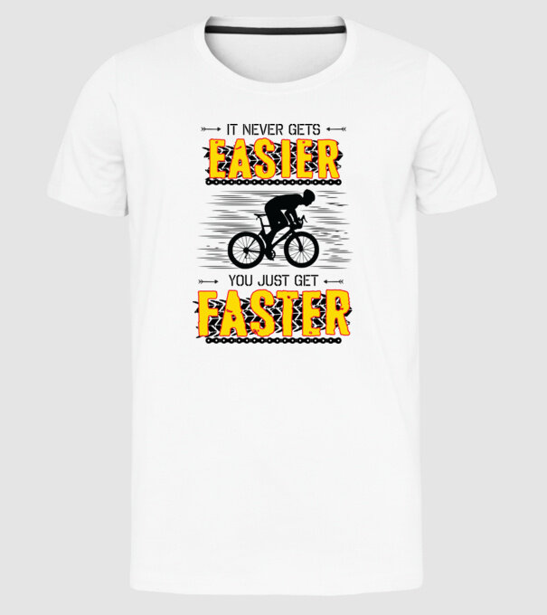 it never gets easier model alb pe tricou