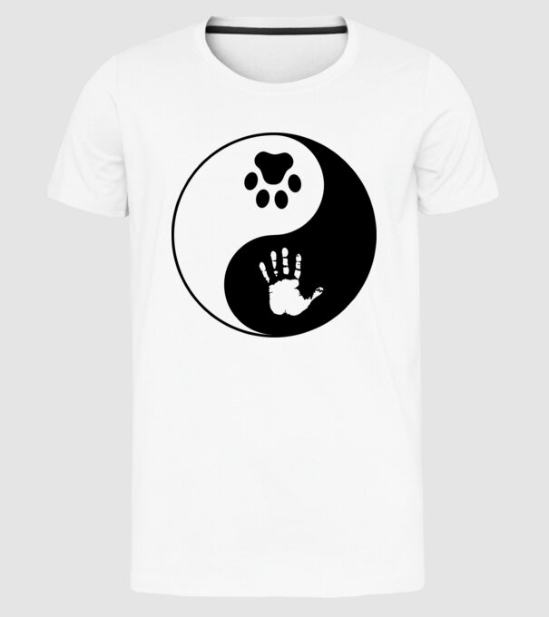 Yin-Yang Dog model alb pe tricou