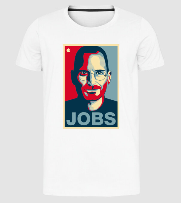 Jobs pop art model alb pe tricou
