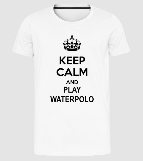 Keep Calm and play waterpolo model alb pe tricou