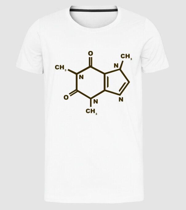 Coffeine model alb pe tricou