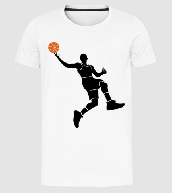 Baschet model alb pe tricou
