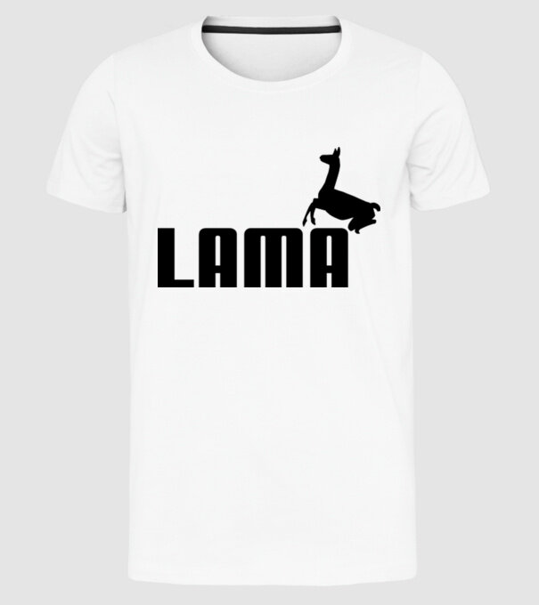 Lama puma model alb pe tricou